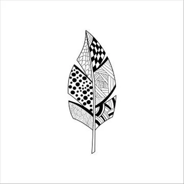 Vaned Feather Zentangle For Coloring Stock Illustration