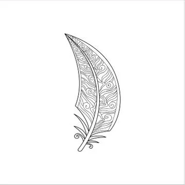 Vaned Feather Zentangle For Coloring Stock Illustration