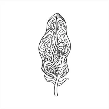 Vaned Feather Zentangle For Coloring Stock Illustration