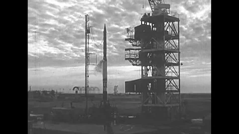 The Vanguard TV3 rocket blows up at Cape Canaveral Air Force Station, in Stock Footage 137523143