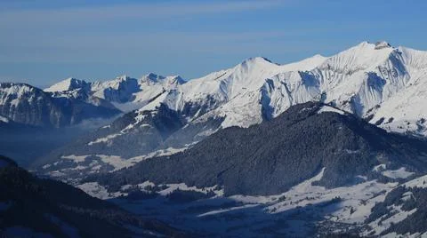 Vanil Noir in winter. Mountain range in the Swiss Alps. Stock Photos