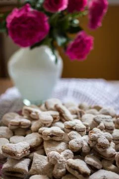 Vanilice, Serbian bite-sized small Vanilla cookies Stock Photos