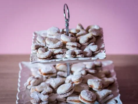 Vanilice, Serbian bite-sized small Vanilla cookies Stock Photos