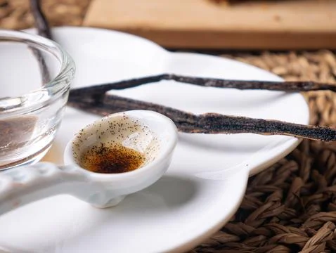 Vanilla Bean Paste with real natural vanilla pods Stock-Fotos