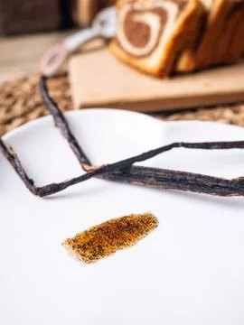 Vanilla Bean Paste with real natural vanilla pods Foto stock