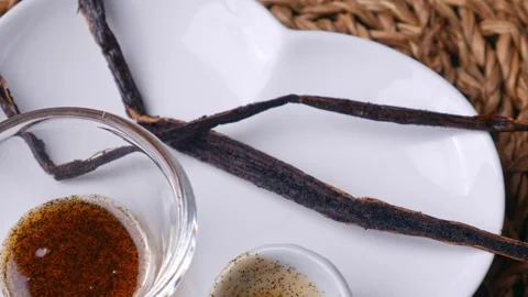 Vanilla Bean Paste with vanilla pods Stock Footage 304362611