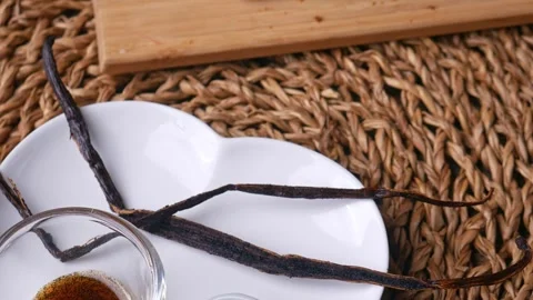 Vanilla Bean Paste with vanilla pods Stock Footage 304735620