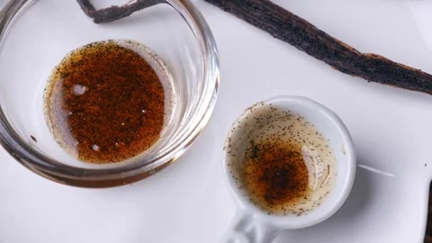 Vanilla Bean Paste with vanilla pods Stock Footage 304735622