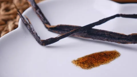 Vanilla Bean Paste with vanilla pods Stock Footage 304784890