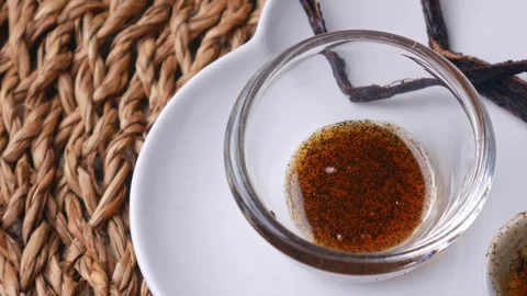 Vanilla Bean Paste with vanilla pods Stock Footage 305379307