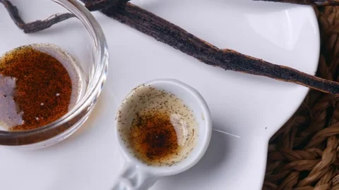 Vanilla Bean Paste with vanilla pods Stock Footage 306440499