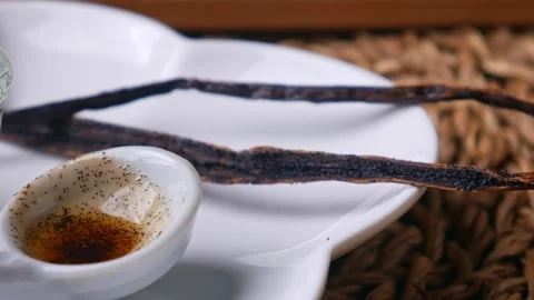 Vanilla Bean Paste with vanilla pods Stock Footage 306440529