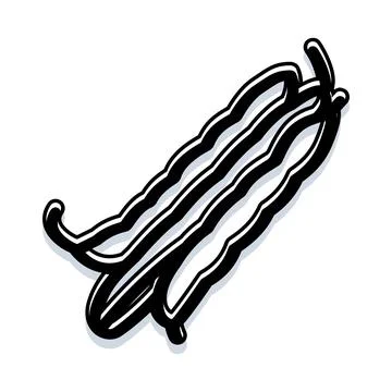 Vanilla beans pods creating aromatic flavor illustration Stock Illustration