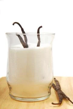 Vanilla beans in sugar Stock Photos