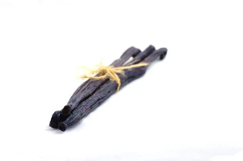 Vanilla beans on white background Stock Photos