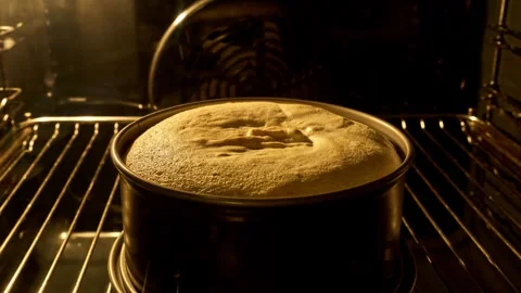 Vanilla biscuit baking inside electric oven. Homemade bakery concept. Video stock 263538236