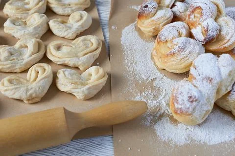 Vanilla buns. Concept - making scones. 스톡 사진