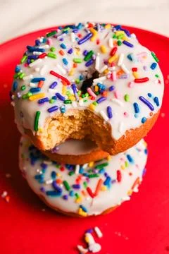 Vanilla Cake Donuts Stacked Up Stock Photos