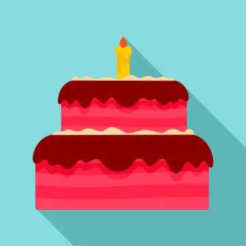 Vanilla cake icon, flat style Stock Illustration