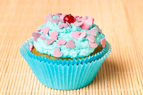 Vanilla cake with mint cream Stock Photos
