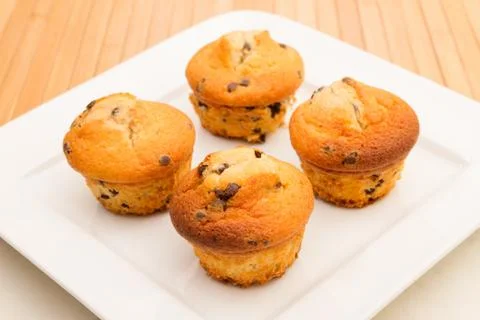 Vanilla with chocolate chips muffins Stock Photos
