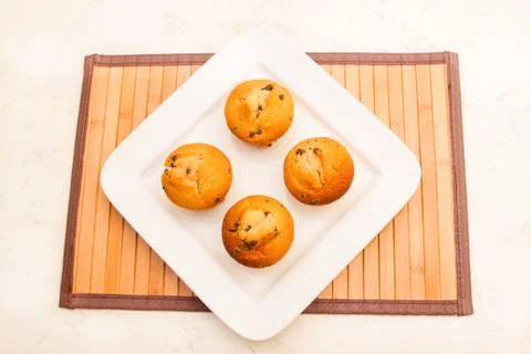 Vanilla with chocolate chips muffins Stock Photos