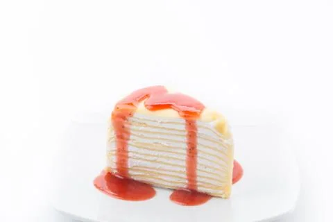 Vanilla crape cake with strawberry jam Stock Photos