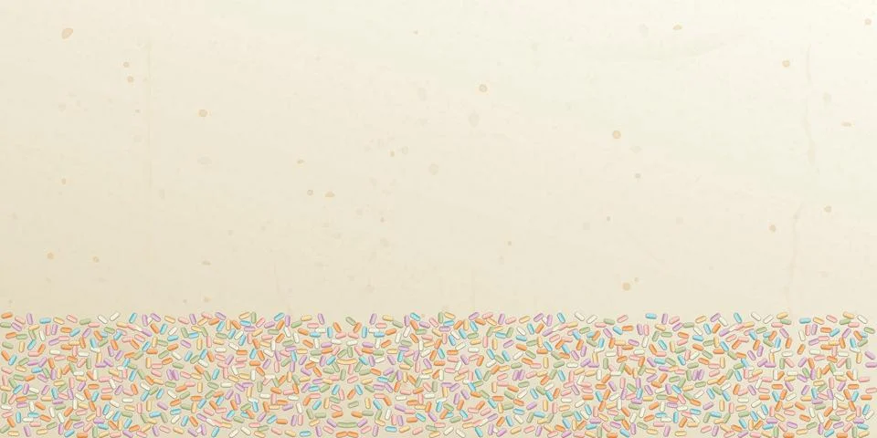 Vanilla cream cake texture background with colorful sprinkles sugar topping.. Illustrazione stock