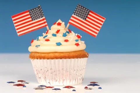 Vanilla cupcake with 4th of july theme Stock Photos