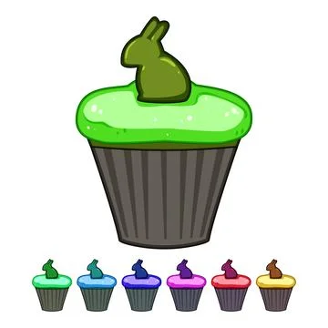 Vanilla easter cupcake cartoon vector graphic Stock Illustration