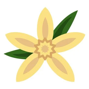 Vanilla flower flat clipart vector illustration Stock Illustration