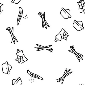 Vanilla Flower Spice Vector Seamless Pattern Stock Illustration