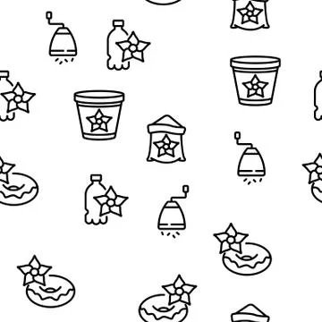 Vanilla Flower Spice Vector Seamless Pattern Stock Illustration