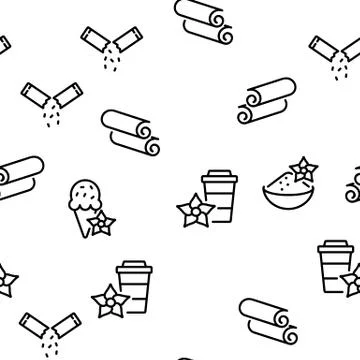 Vanilla Flower Spice Vector Seamless Pattern Stock Illustration