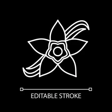 Vanilla flower white linear icon for dark theme Illustration
