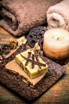 Vanilla handmade soap Stock Photos