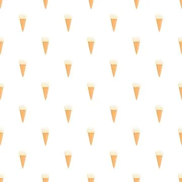 Vanilla ice cream cones repeating seamless pattern background Stock Illustration