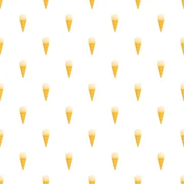 Vanilla ice cream cones repeating seamless pattern Stock Illustration