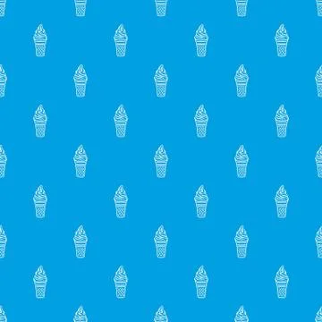 Vanilla ice cream pattern seamless blue Stock Illustration