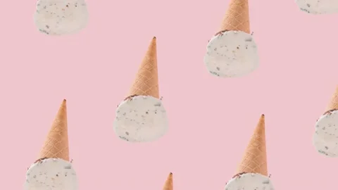 Vanilla ice cream on a pink background Stock Footage 200765649
