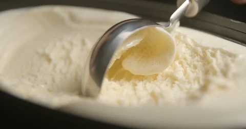 Vanilla ice cream serving slow motion Stock-Footage 94742112