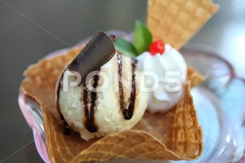 Vanilla Ice Cream With Waffle