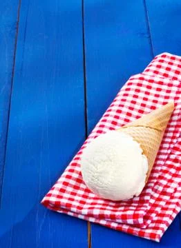 Vanilla icecream served in a cone Stock Photos