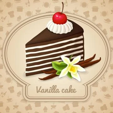 Vanilla layered cake poster 스톡 일러스트