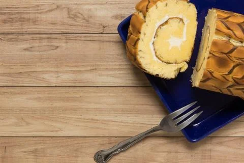 Vanilla Marble Roll Cake Stock Photos