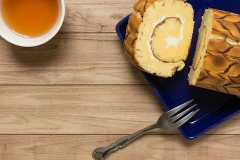 Vanilla Marble Roll Cake Stock Photos