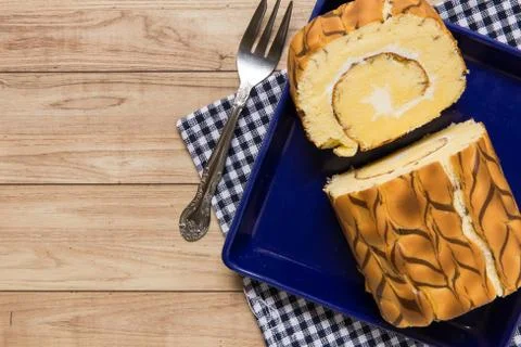 Vanilla Marble Roll Cake Stock Photos