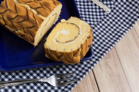 Vanilla Marble Roll Cake Stock Photos