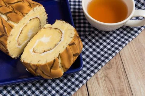 Vanilla Marble Roll Cake Stock Photos