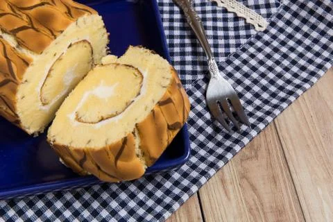 Vanilla Marble Roll Cake Stock Photos